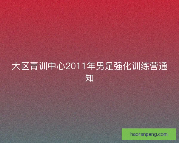 大区青训中心2011年男足强化训练营通知